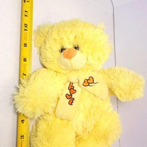 Yellow Fluffy LOVE Teddy Bear with Hearts Valentine's Day Plush - Picture 9 of 9